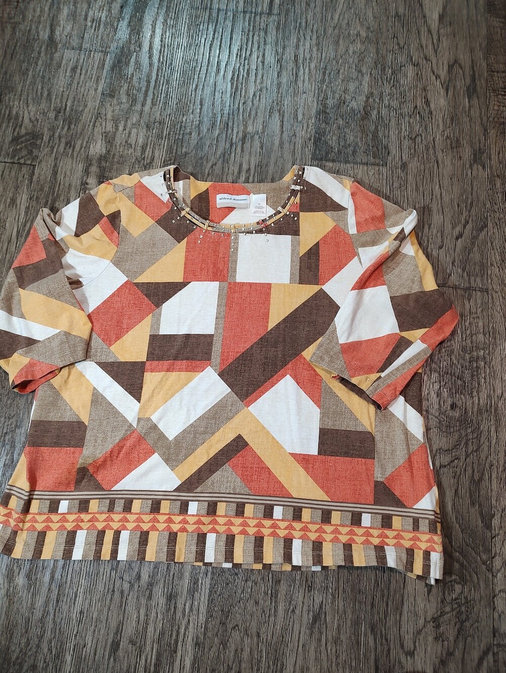 Alfred Dunner Beaded Colorblock Top Plus Size 1 XL